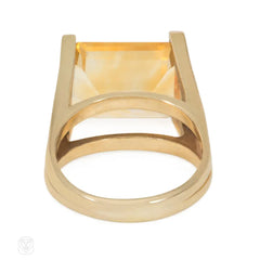 Modernist gold and citrine ring