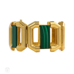 Modernist gold and malachite bracelet