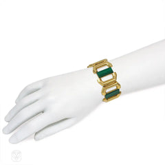 Modernist gold and malachite bracelet