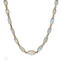 Moonstone and gold rivière necklace