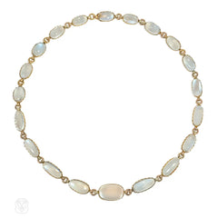 Moonstone and gold rivière necklace