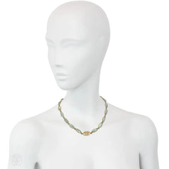Moonstone and gold rivière necklace