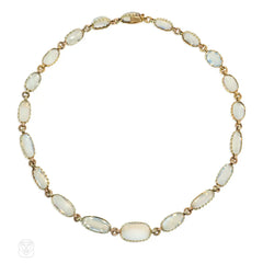Moonstone and gold rivière necklace
