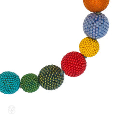 Multi-colored glass beaded ball necklace