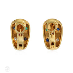 Multi-gem and gold tapered earrings