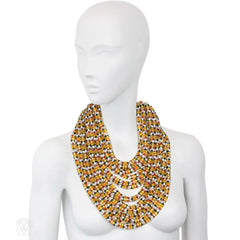 Multi-row acrylic bead necklace in browns and whites