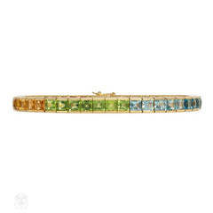 Multigem and gold ombré line bracelet