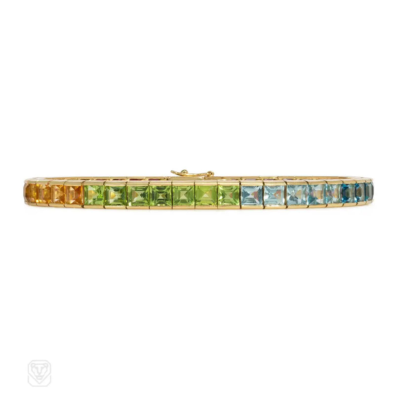 Multigem and gold ombré line bracelet