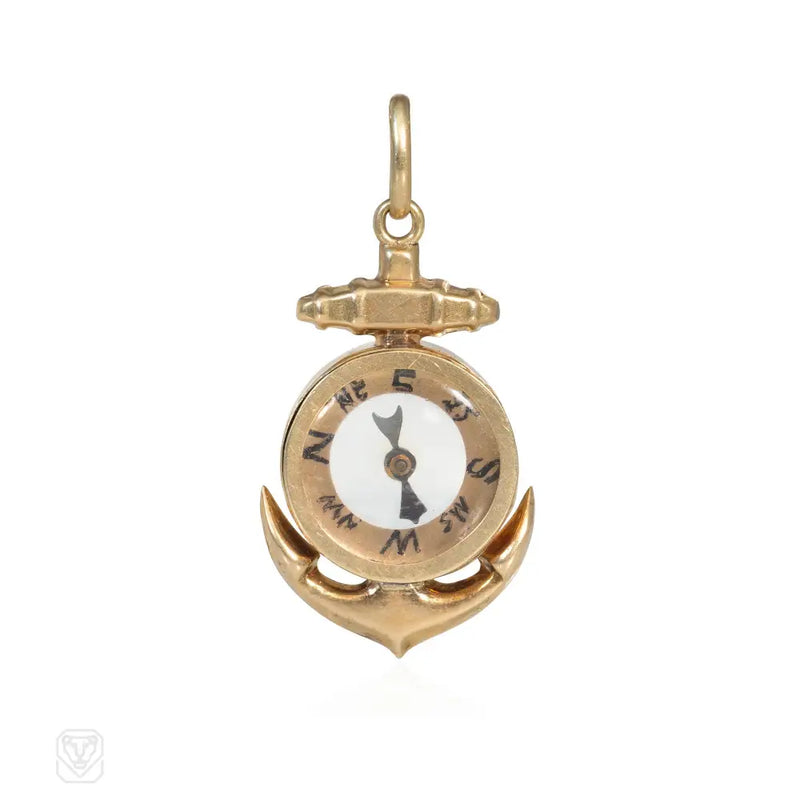 Nautical Anchor Compass Charm Pendant