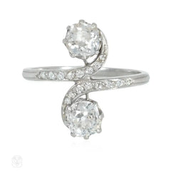 Old-mine cut "toi et moi" diamond ring