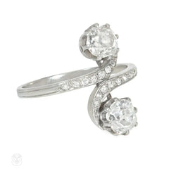 Old-mine cut "toi et moi" diamond ring