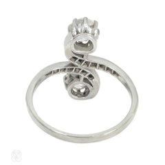 Old-mine cut "toi et moi" diamond ring