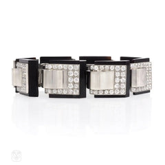 Onyx and diamond plaque bracelet