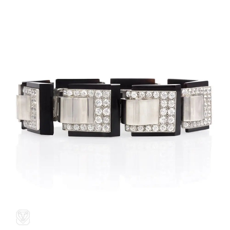 Onyx And Diamond Plaque Bracelet