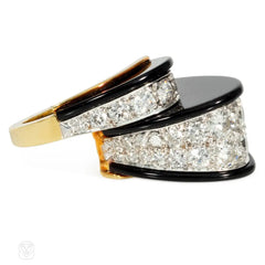 Onyx and diamond segment ring