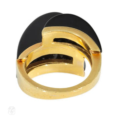 Onyx and diamond segment ring