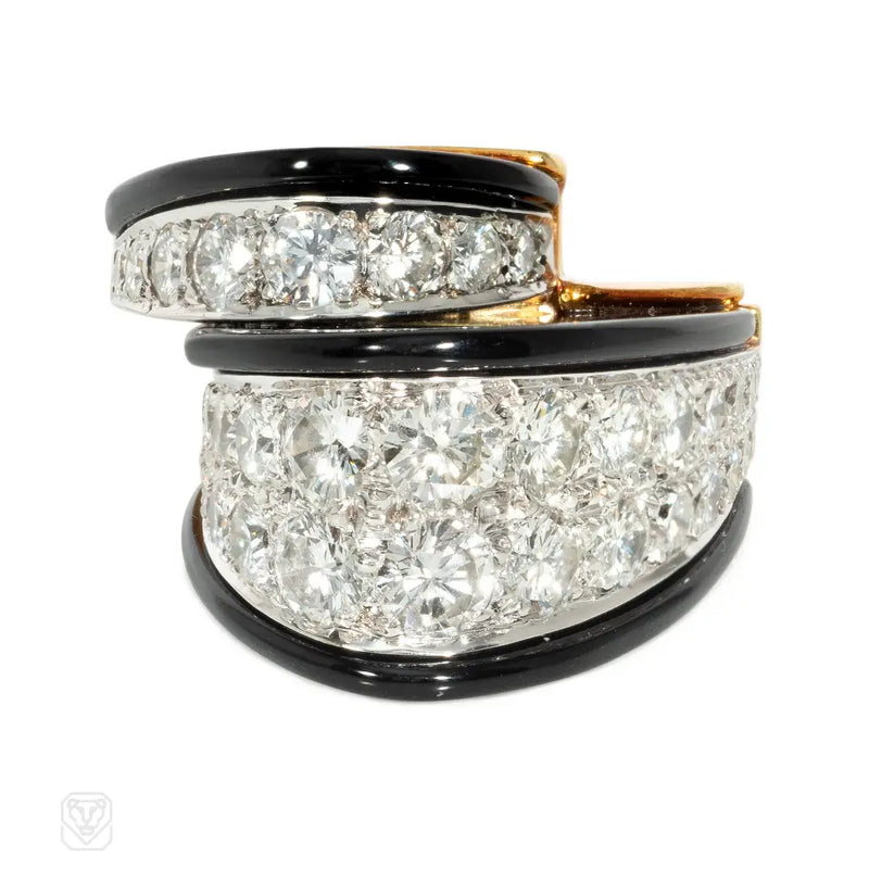 Onyx and diamond segment ring