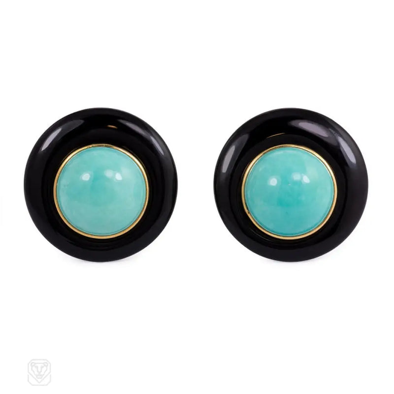 Onyx And Turquoise Earrings