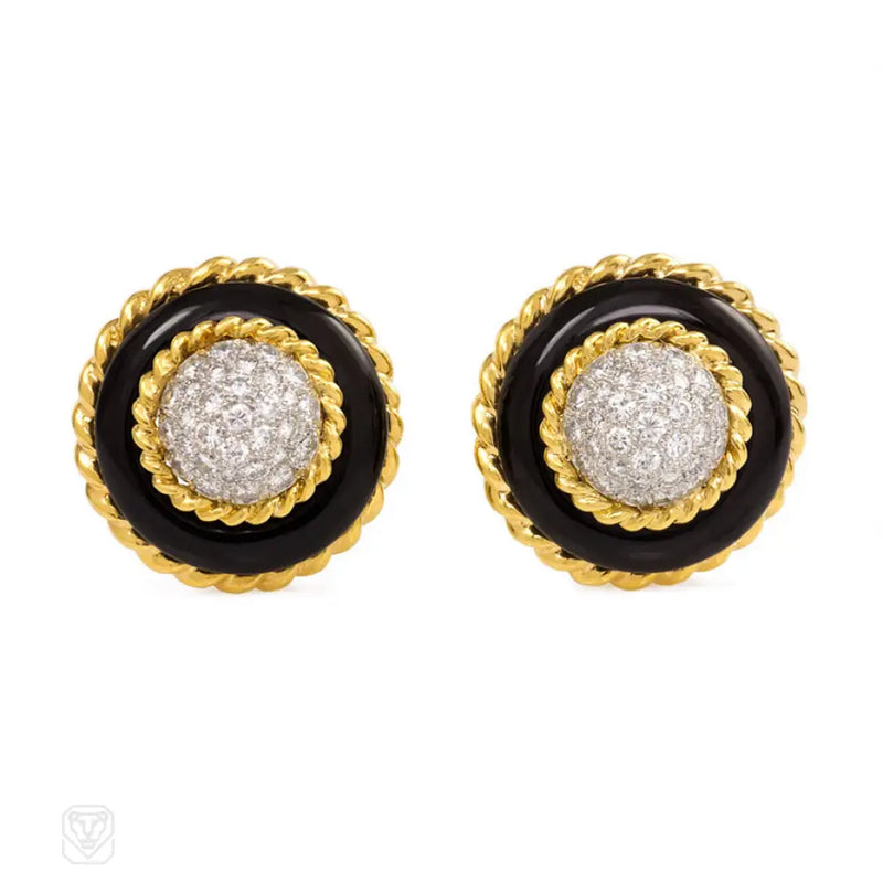 Onyx Gold And Diamond Earrings Van Cleef & Arpels