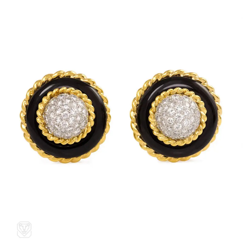 Onyx Gold And Diamond Earrings Van Cleef & Arpels