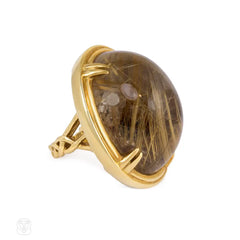 Oversized French rutilated quartz ring