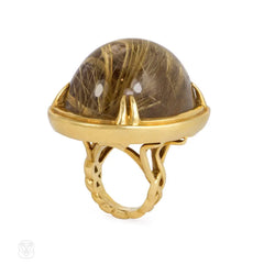 Oversized French rutilated quartz ring