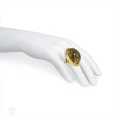 Oversized French rutilated quartz ring