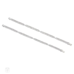 Pair of Art Deco diamond bracelets, convertible to necklace