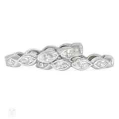 Pair of Art Deco marquise diamond eternity bands