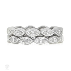 Pair of Art Deco marquise diamond eternity bands