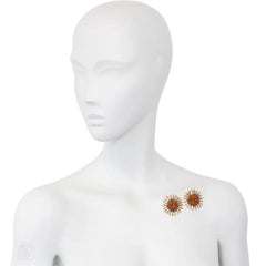 Pair of citrine flower brooches
