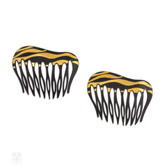 Pair of Damascene hair combs, Angela Cummings