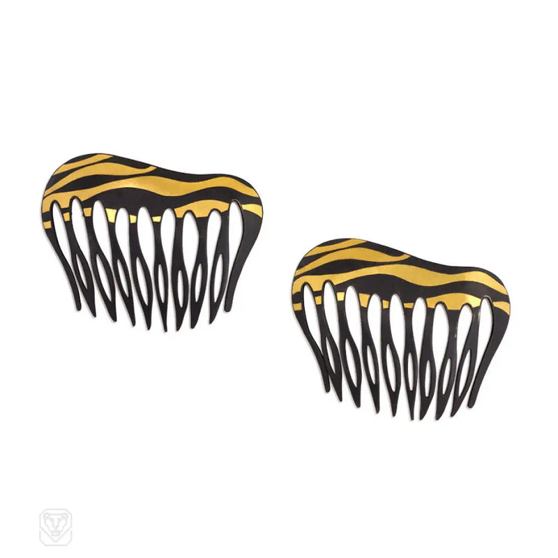 Pair Of Damascene Hair Combs Angela Cummings