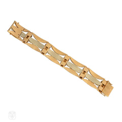 Pair of French Art Deco gold tank bracelets