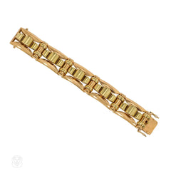 Pair of French Art Deco gold tank bracelets