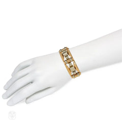 Pair of French Art Deco gold tank bracelets