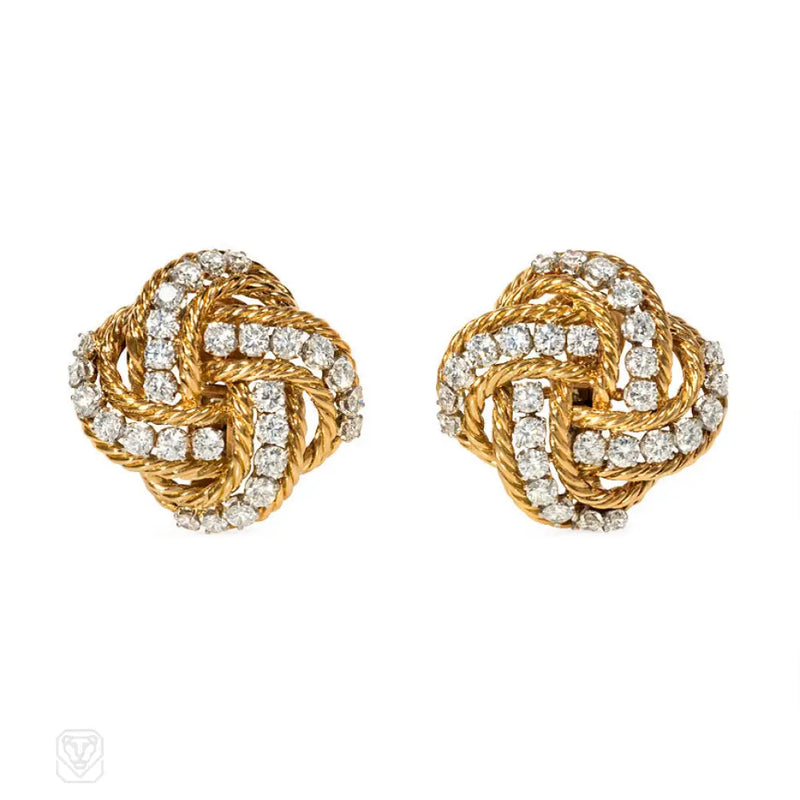 Pair Of Gold And Diamond Knot Earrings Boucheron