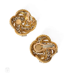 Pair of gold and diamond knot earrings, Boucheron