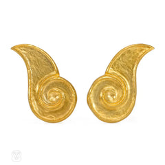 Pair of gold scrolled earrings. Lalaounis