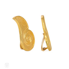Pair of gold scrolled earrings. Lalaounis