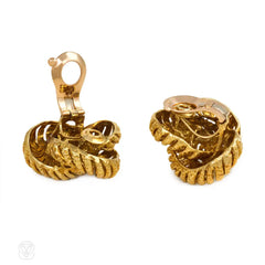 Pair of gold textured knot earrings, Van Cleef & Arpels, Paris