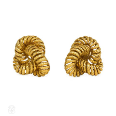 Pair of gold textured knot earrings, Van Cleef & Arpels, Paris