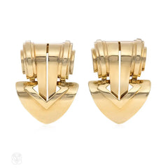 Pair of Retro gold clip brooches. Tiffany & Co.