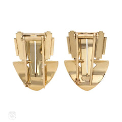 Pair of Retro gold clip brooches. Tiffany & Co.