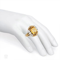 Paul Flato Retro yellow sapphire and diamond ring