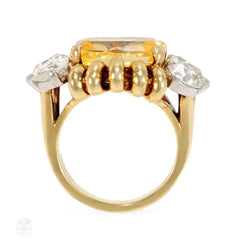 Paul Flato Retro yellow sapphire and diamond ring