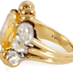 Paul Flato Retro yellow sapphire and diamond ring