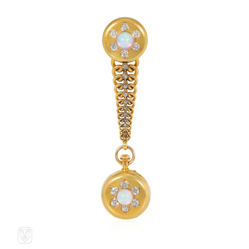 Paul Robin French opal and diamond pendant watch