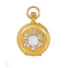 Paul Robin French opal and diamond pendant watch