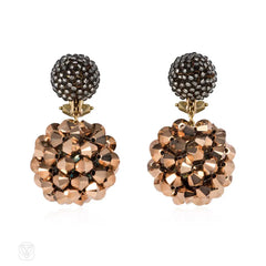 Pearly grey and rose gold metallic bead earrings